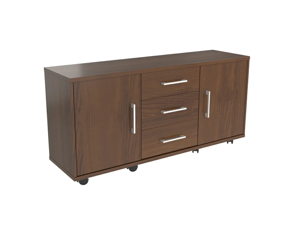 Тумба стационарная для оргтехники, 3 ящика (верхний замок), две двери Blackwood