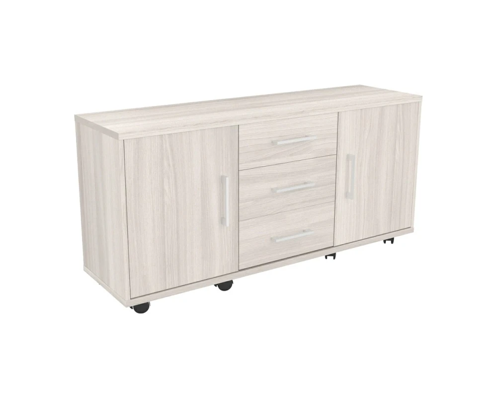 Тумба стационарная для оргтехники, 3 ящика (верхний замок), две двери Blackwood