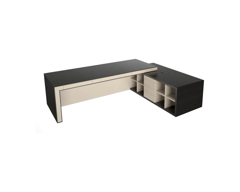 Стол руководителя с передней панелью матовый, правый 3075х2355х780 Belesa