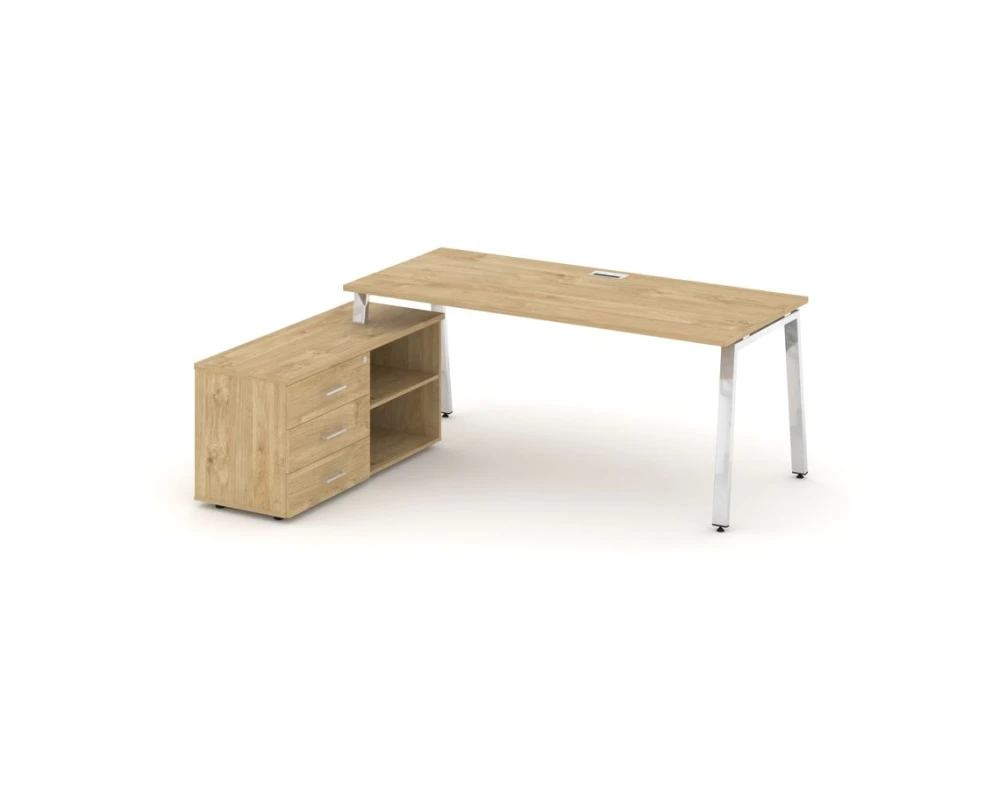 Стол письменный с греденцией левой на А-образном каркасе 1380x800x750 Стайл Проджект Директ Люкс / Style Project Direct Lux