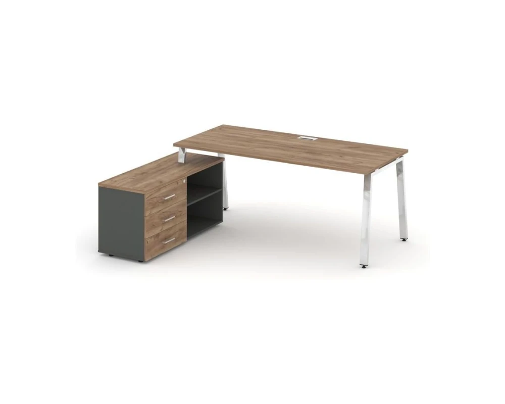 Стол письменный с греденцией левой на А-образном каркасе 1380x800x750 Стайл Проджект Директ Люкс / Style Project Direct Lux