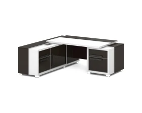 Стол с тумбой и греденцией (беспроводная зарядка, 2xUSB, розетка) 2070х2016х750 Грейс / Grace images