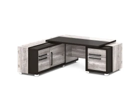 Стол с тумбой и греденцией (беспроводная зарядка, 2xUSB, розетка) 2070х2016х750 Грейс / Grace images