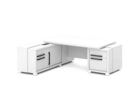 Стол с тумбой и греденцией (беспроводная зарядка, 2xUSB, розетка) 2270х2016х750 Грейс / Grace images