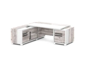 Стол с тумбой и греденцией (беспроводная зарядка, 2xUSB, розетка) 2270х2016х750 Грейс / Grace images