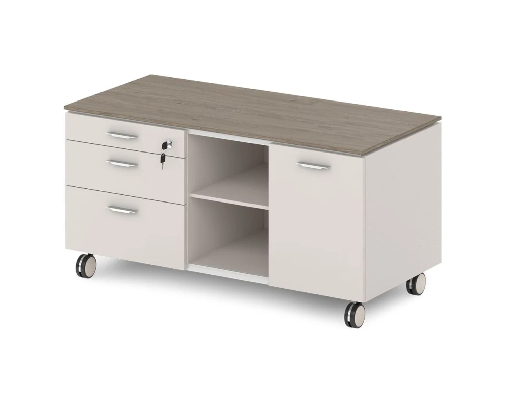 Греденция подкатная с замком на 1 ящик и дверью-купе 1200x590x605 Грандэса / Grandeza