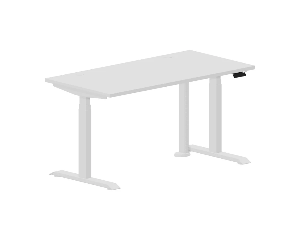 Стол регулируемой высоты 140х70х60,5-124,5 (2 громмета) Мотум Плюс / Motum Plus Белый/Белый