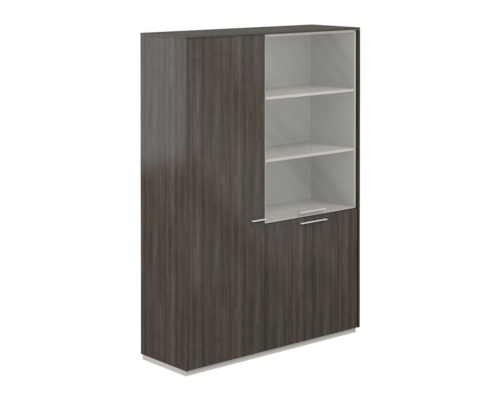 Шкаф для одежды 600 + Шкаф высокий 800 со стеклом мат., Атлас / Atlas Брэнсон трюфель