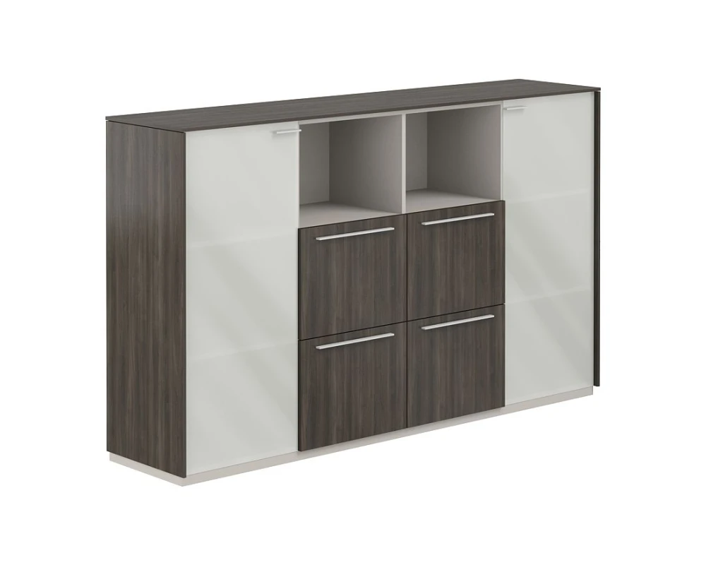 Шкаф средний со стеклом мат., 4 ящ. Атлас / Atlas Брэнсон трюфель