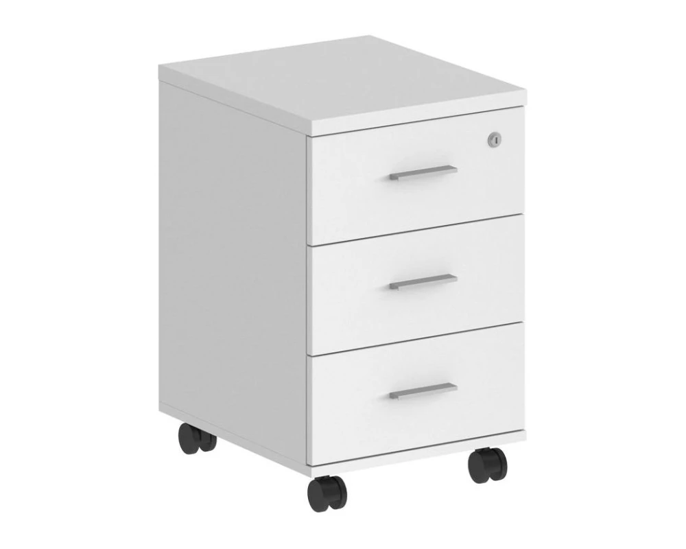 Тумба мобильная с 3-мя ящиками (метаб), с замком Сигма / Sigma Белый